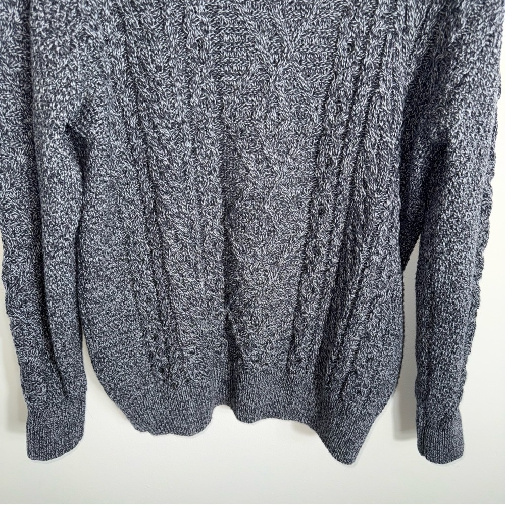 Original Aran Company 100% New Merino Wool Fisherman Sweater-Gray Blue-Large - Picture 9 of 9